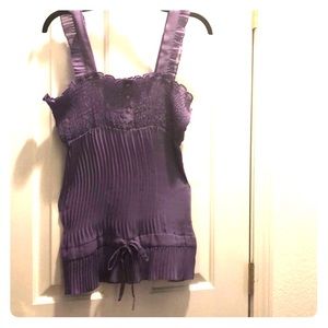 Lavender rayon  pleated sleeveless top